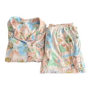 BedHead L/S Classic Stretch Jersey PJ Set Pink Blue Pastels Sz Large Paris Italy